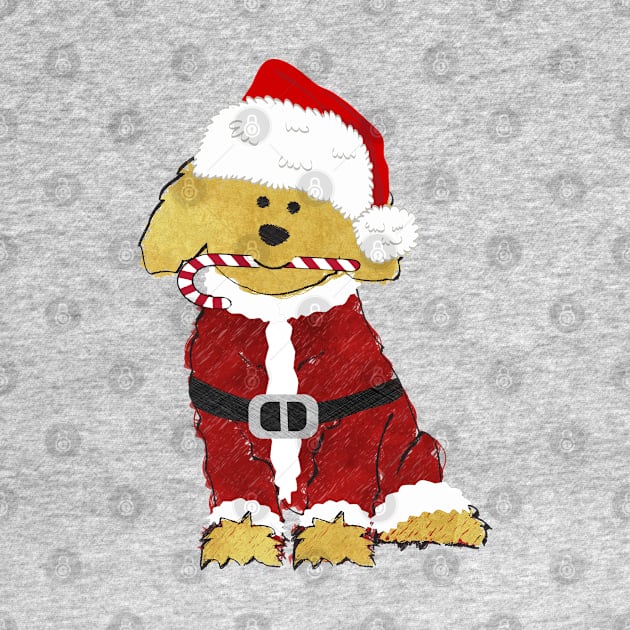 Christmas Goldendoodle Santa Claus by EMR_Designs